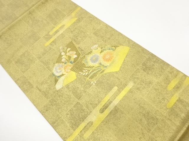 JAPANESE FUKURO OBI / KINSAI / EMBROIDERY / FLORAL PLANTS